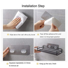 Steel Self-Adhesive Multipurpose Bathroom Shelf with Hooks (1 Set)