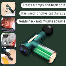 Percussion therapy machine for pain relief, includes multiple massage heads.