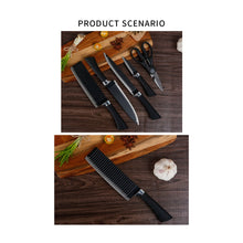 Knife set with chef's knife, peeler, and scissors