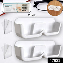 Wall Mount Sunglass Organizer Simple Space Saving Glasses Storage Box Eyewear Stand Holder for Showcase Bedroom Apartment With 2 pc Double Sided Adhesive Sticker (2 Pcs Set)