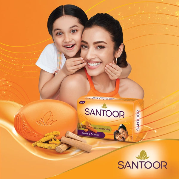 Santoor Skin Moisturising Sandal & Turmeric Soap - Pack of 4