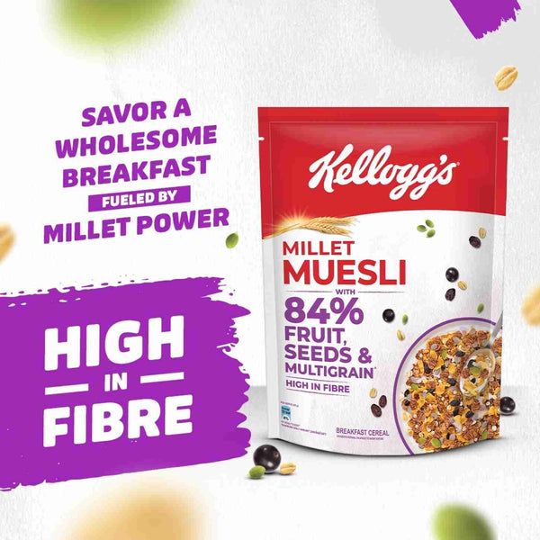 Kellogg's Millet Muesli 84% Fruit, Seed & Multigrain Pouch  (750 g)