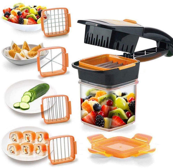 5-in-1 vegetable chopper with cutting blades