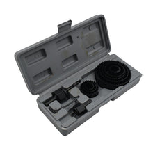 12-piece hole saw kit for drilling various sizes.