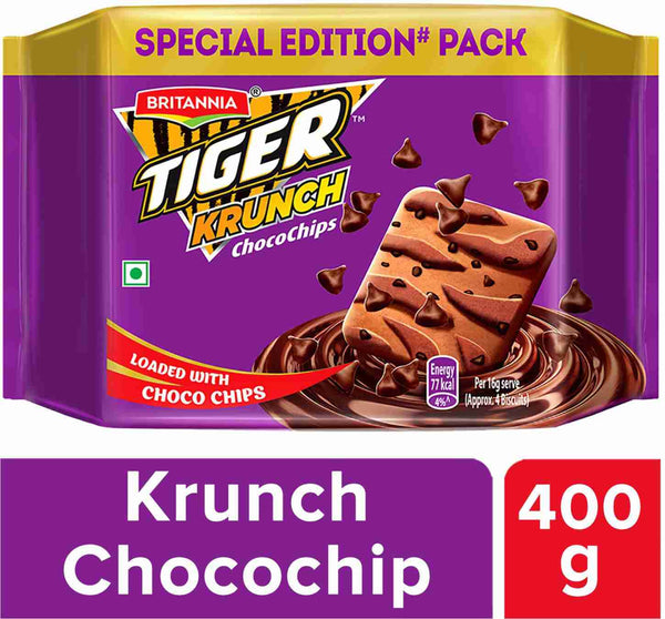 BRITANNIA Tiger Krunch Chocochips Sweet & Salty Biscuit (Meetha-Namkeen Biscuit)  (4 x 100 g)