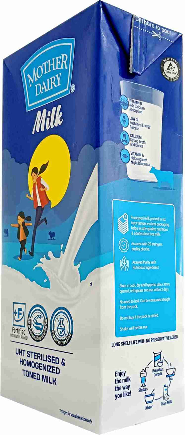 Mother Dairy Uht Liquid Milk Carton, (1 Liter)