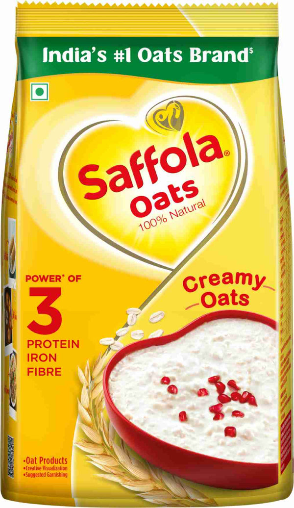 Saffola Rolled Oats, Delicious Creamy Oats, High Protein & Fibre, Healthy Cereal Pouch  (1 kg)