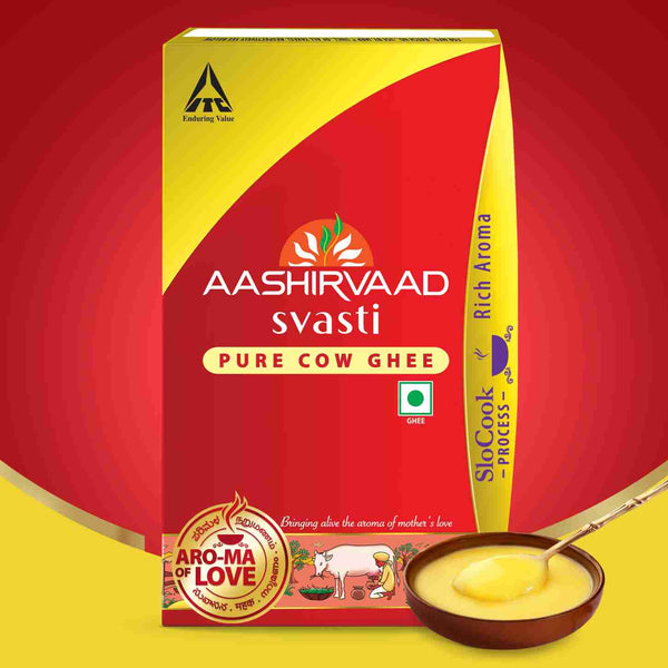 Aashirvaad Svasti Pure Cow Ghee - Desi Ghee with Rich Aroma - 1L