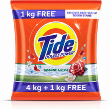 Tide Plus Double Power Jasmine and Rose Detergent Powder 4 kg  (1KG Tide with Extra Power Free)